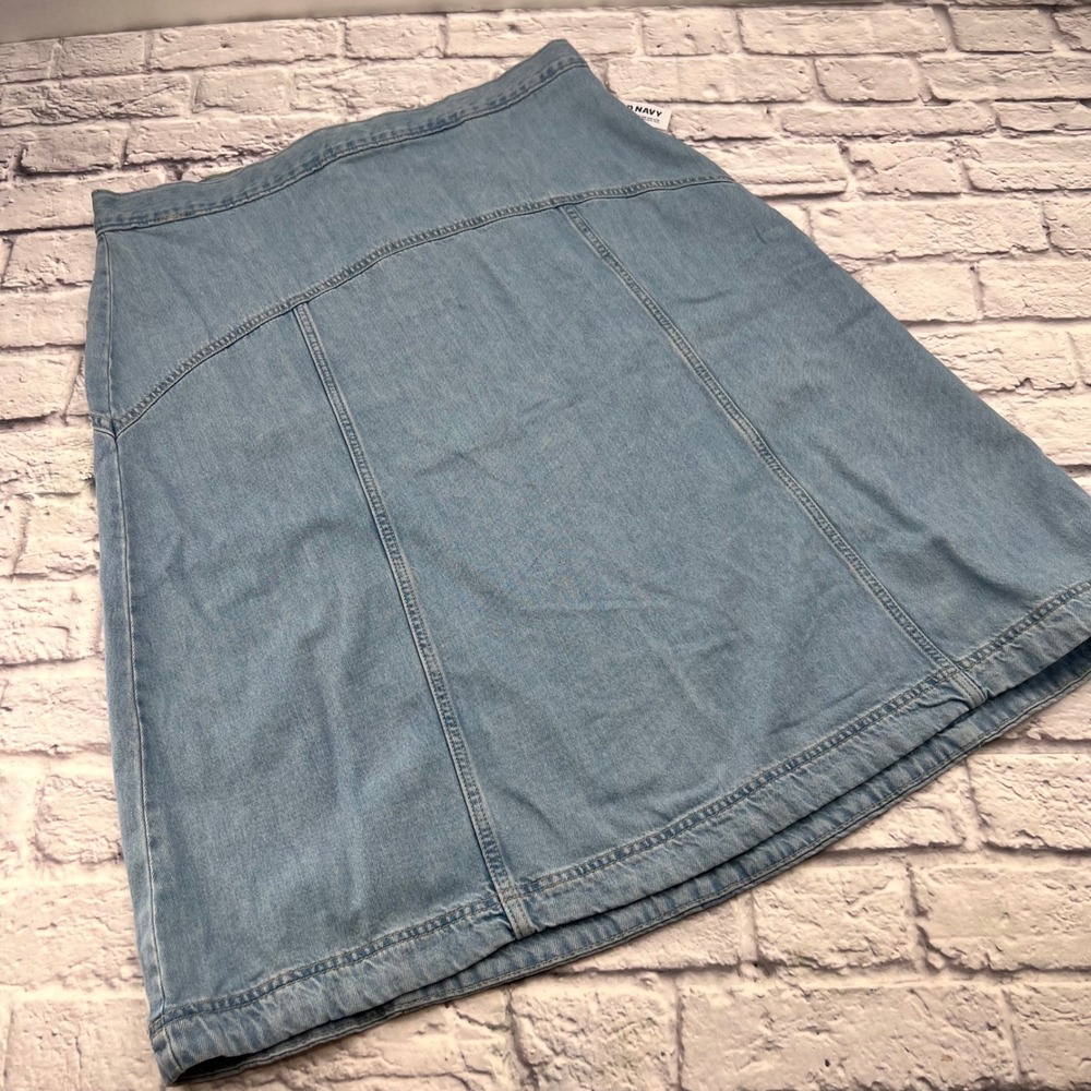 Old Navy Womens Size 16 Blue Drapey Denim High Rise Western Mid Lana Skirt NWT